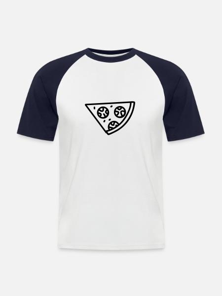 Pizza slice - Men's Baseball T-Shirt - white/navy