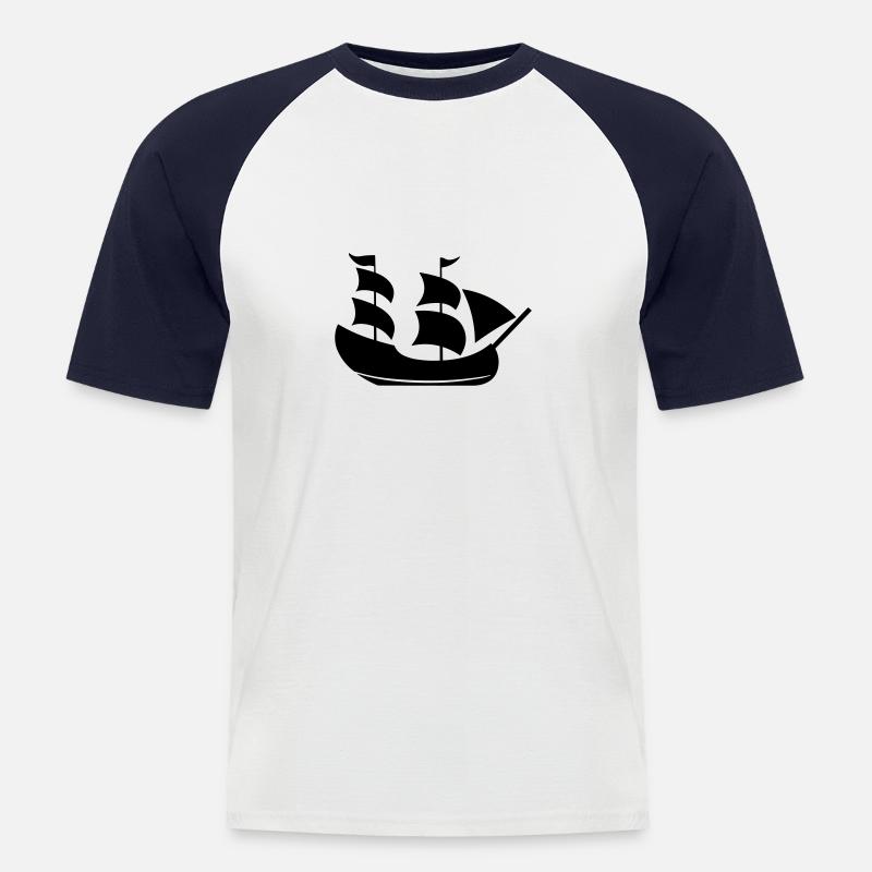 Piratenschiff - Männer Baseball-T-Shirt - Weiß/Navy