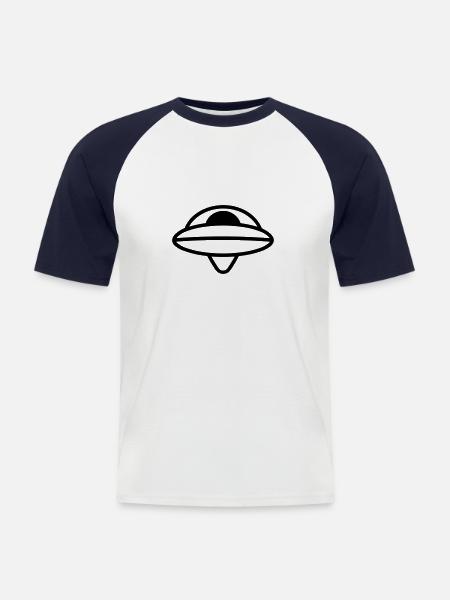 flying saucer - Men's Baseball T-Shirt - white/navy