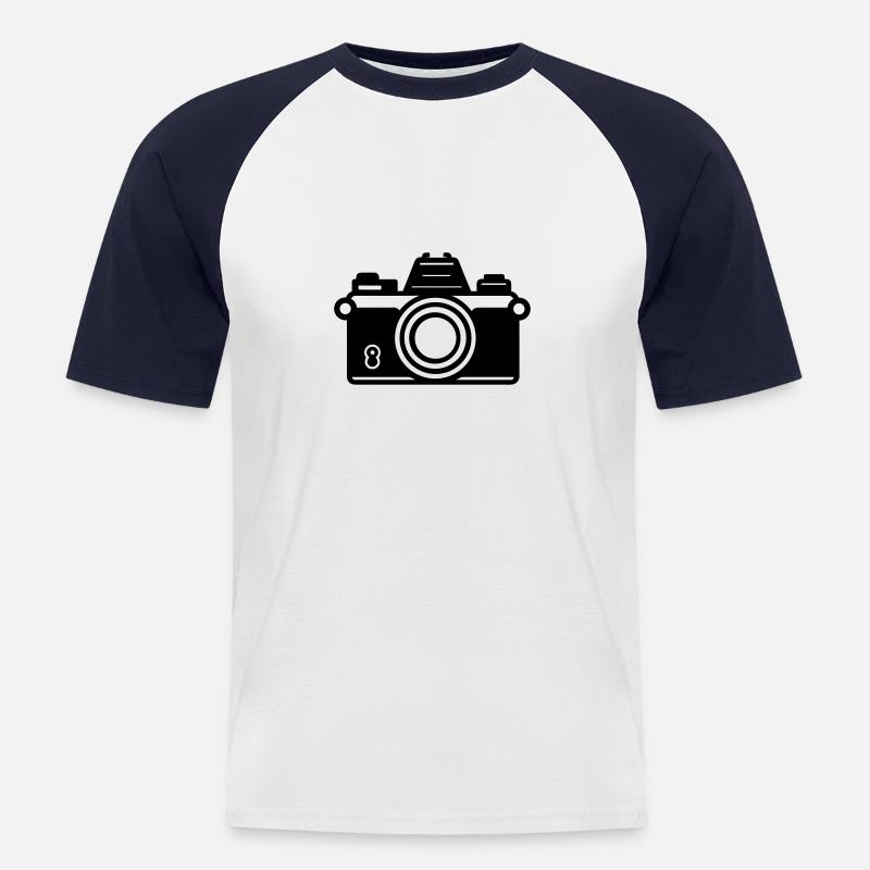 Kamera - Männer Baseball-T-Shirt - Weiß/Navy