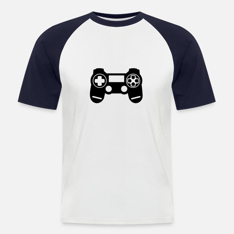 Videospiel-Controller - Männer Baseball-T-Shirt - Weiß/Navy