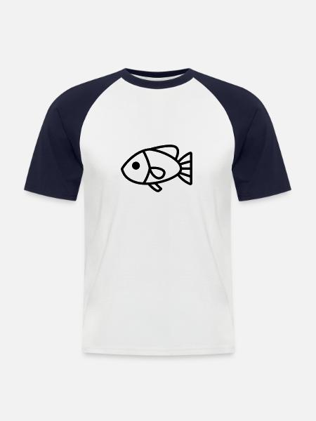 Fisch - Männer Baseball-T-Shirt - Weiß/Navy