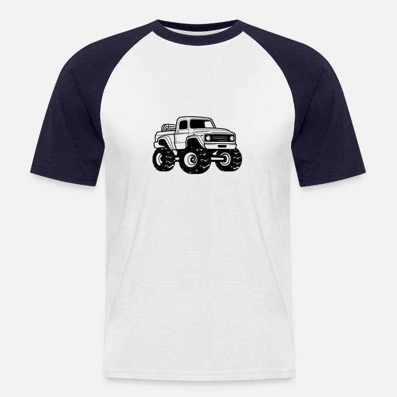 Monstertruck - Männer Baseball-T-Shirt - Weiß/Navy