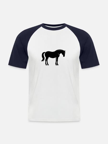 Pferd - Männer Baseball-T-Shirt - Weiß/Navy