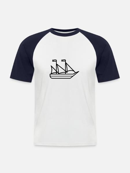 Pirate ship - Men's Baseball T-Shirt - white/navy