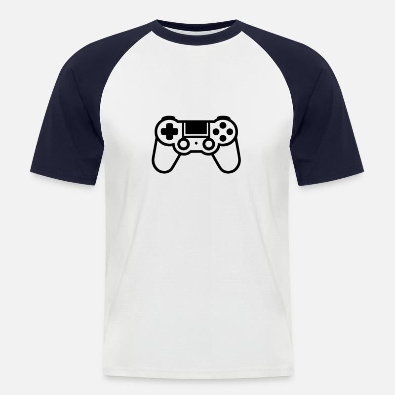 Controller til videospil - Kortærmet herre-baseballshirt - hvid/marineblå