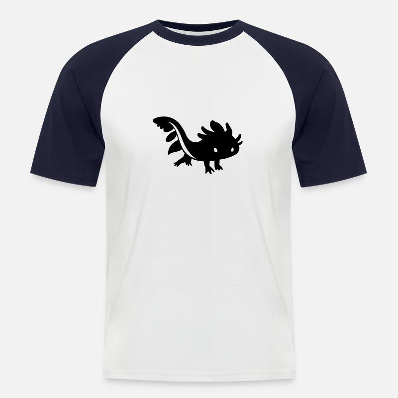Axolotl - Männer Baseball-T-Shirt - Weiß/Navy