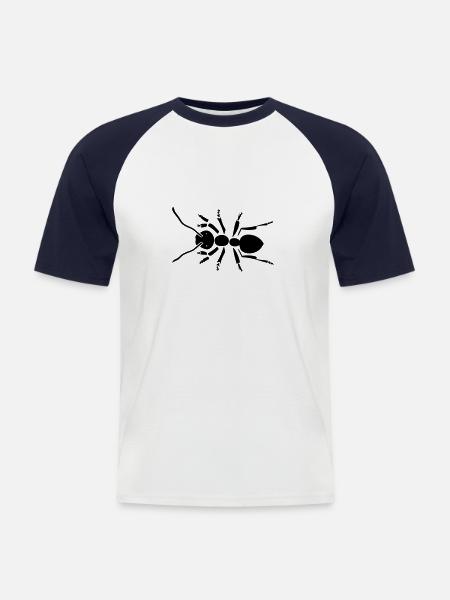 fourmi - T-shirt baseball manches courtes Homme - blanc/marine