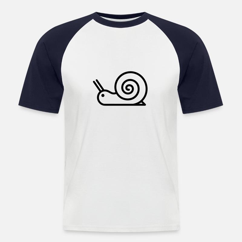 Schnecke - Männer Baseball-T-Shirt - Weiß/Navy
