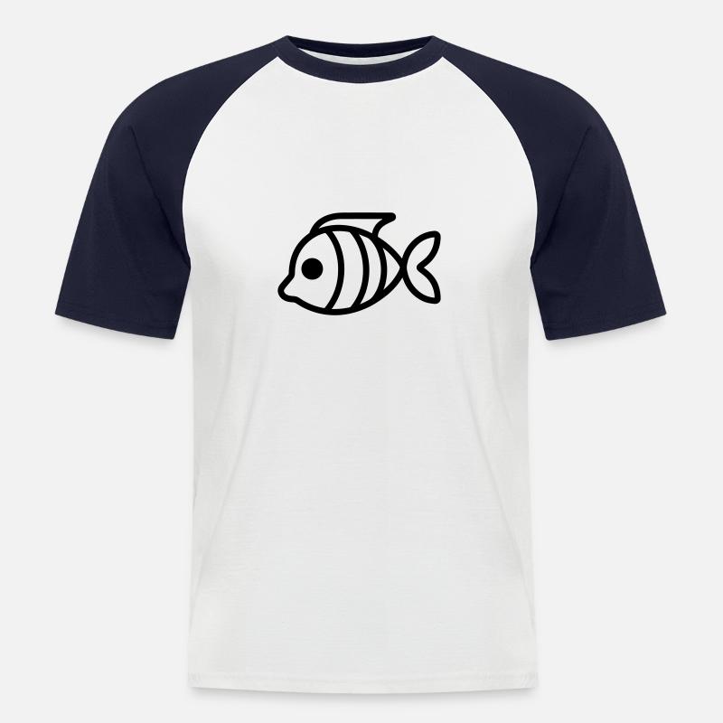 Fisch - Männer Baseball-T-Shirt - Weiß/Navy