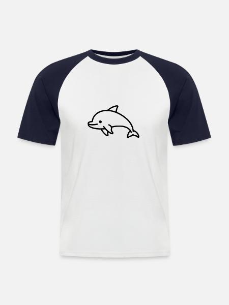 Delfin - Männer Baseball-T-Shirt - Weiß/Navy