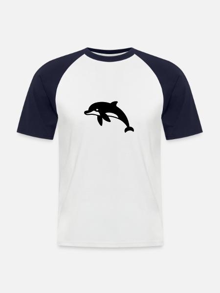 dolphin - Men's Baseball T-Shirt - white/navy