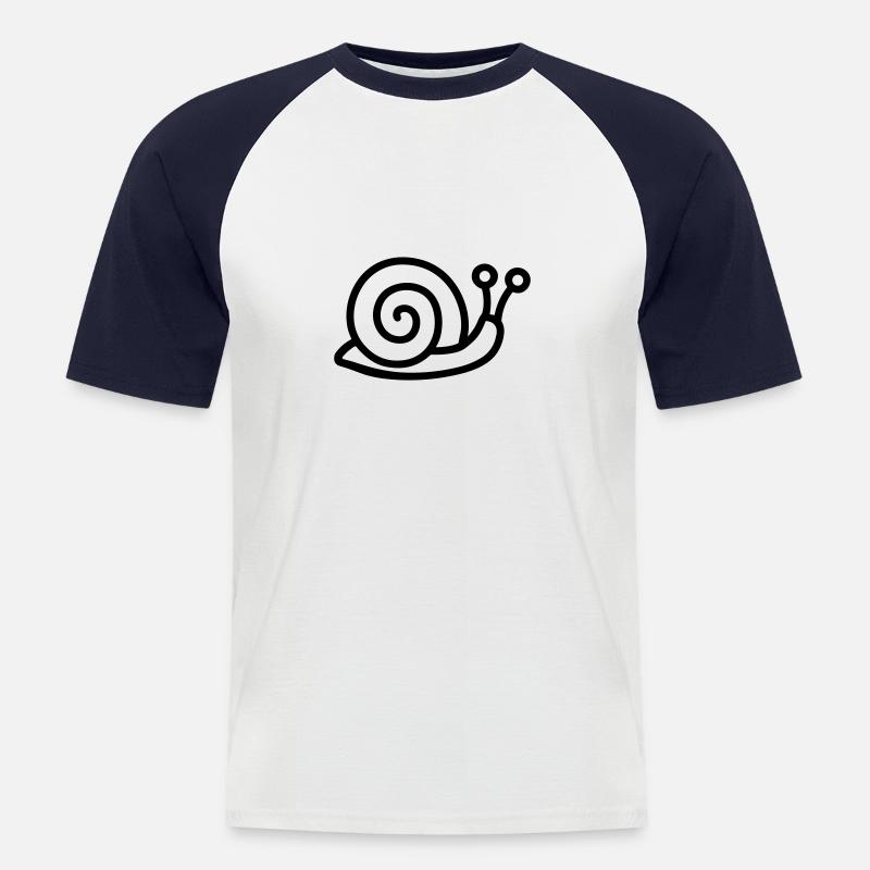 Schnecke - Männer Baseball-T-Shirt - Weiß/Navy