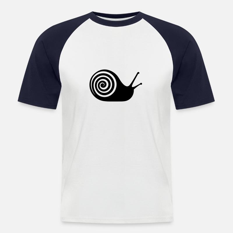 Schnecke - Männer Baseball-T-Shirt - Weiß/Navy