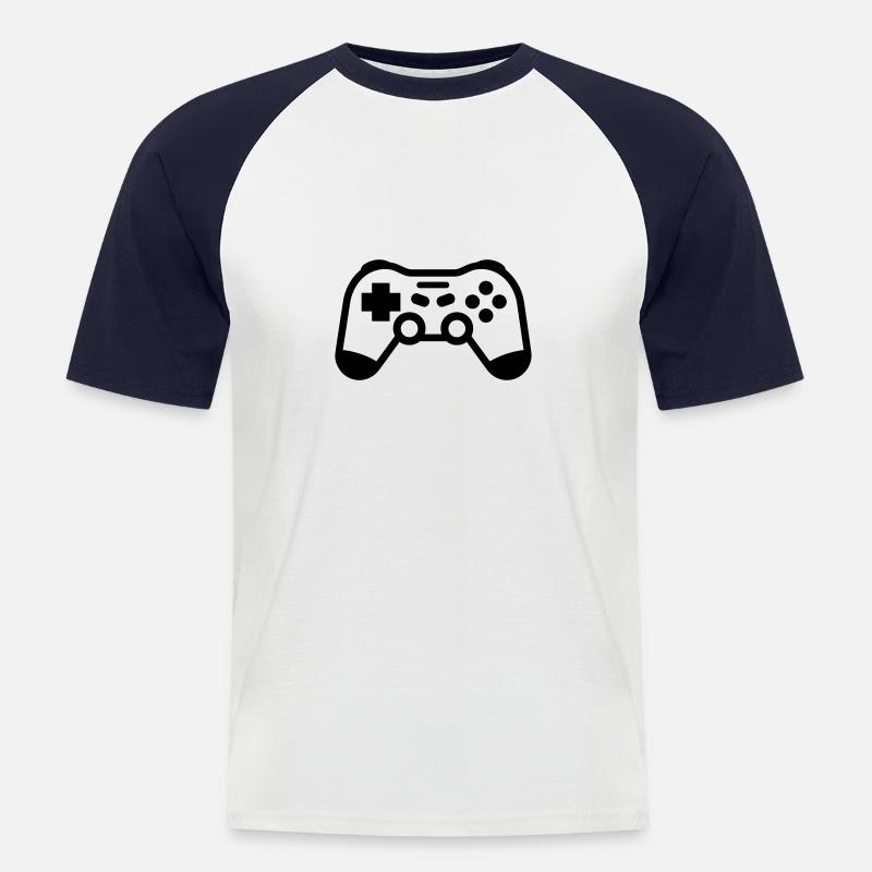 Videospiel-Controller - Männer Baseball-T-Shirt - Weiß/Navy