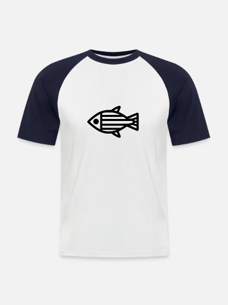 Fish - Men's Baseball T-Shirt - white/navy
