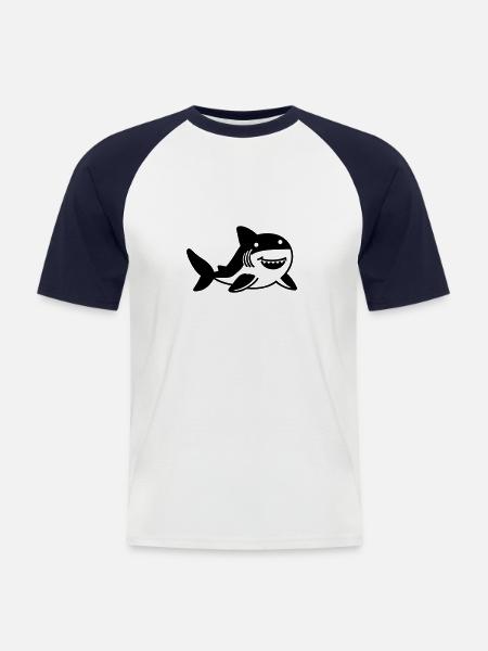 Shark - Men's Baseball T-Shirt - white/navy