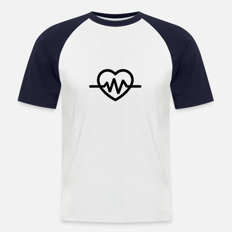 Herzschlag - Männer Baseball-T-Shirt - Weiß/Navy