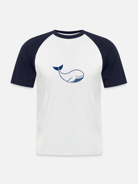 Baby-Wal - Männer Baseball-T-Shirt - Weiß/Navy