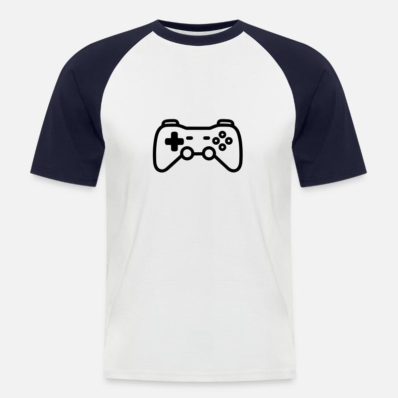 Videospiel-Controller - Männer Baseball-T-Shirt - Weiß/Navy