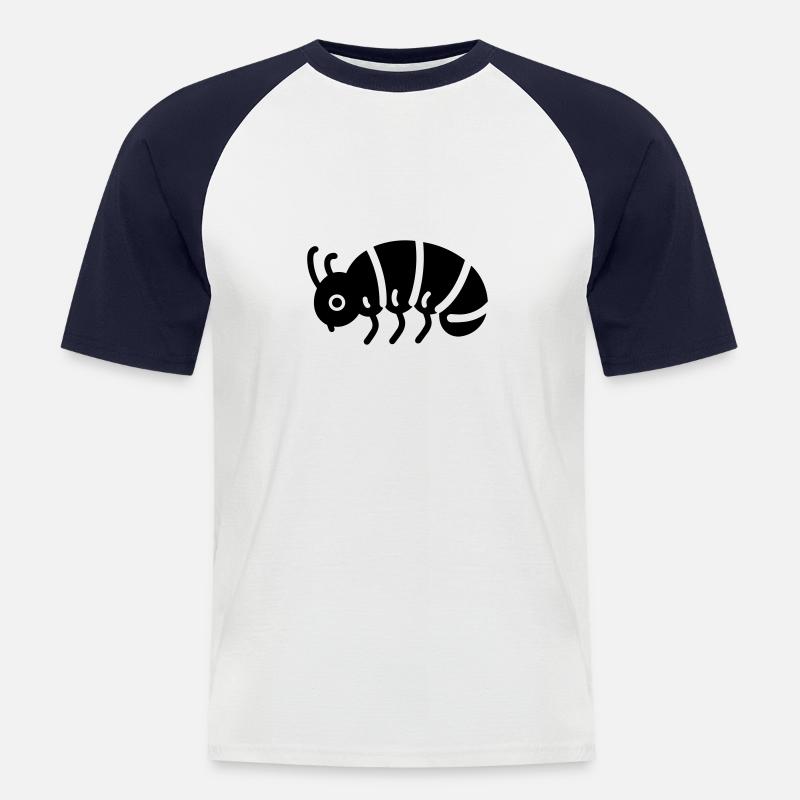 Raupe - Männer Baseball-T-Shirt - Weiß/Navy
