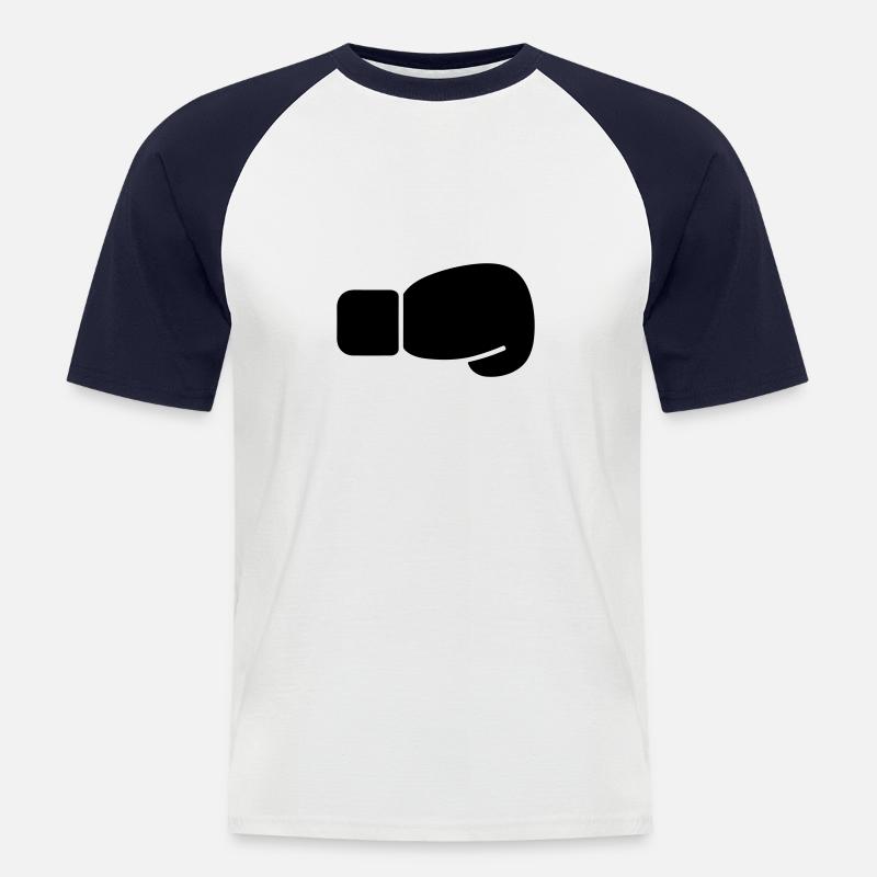 Boxhandschuh - Männer Baseball-T-Shirt - Weiß/Navy