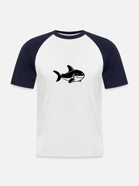 Requin - T-shirt baseball manches courtes Homme - blanc/marine