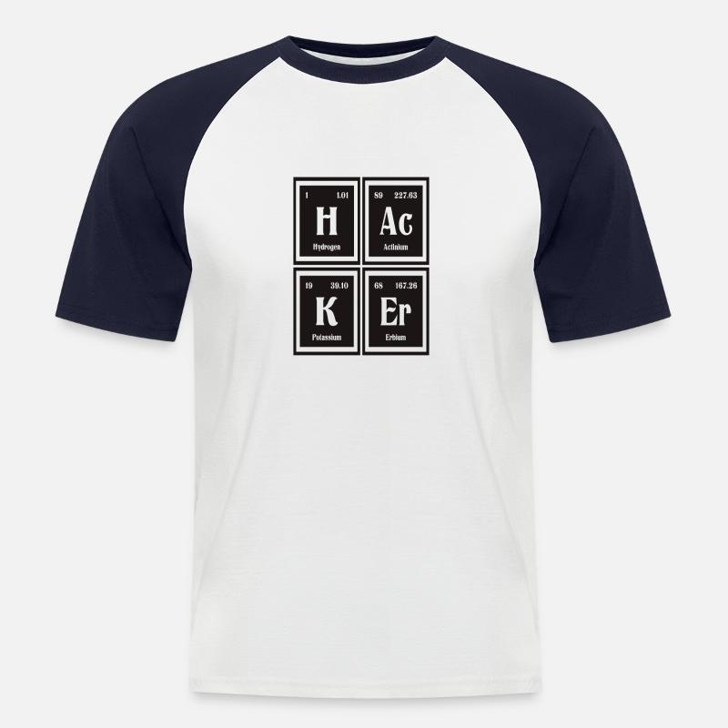 | hacker Tableau périodique des éléments - T-shirt baseball manches courtes Homme - blanc/marine
