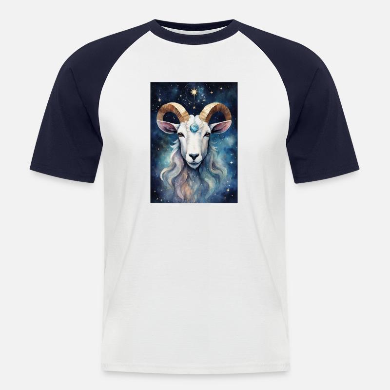 Sternzeichen Steinbock02 - Männer Baseball-T-Shirt - Weiß/Navy