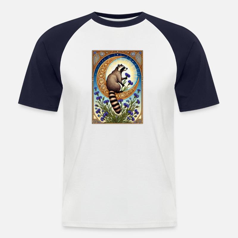 Waschbär - Männer Baseball-T-Shirt - Weiß/Navy