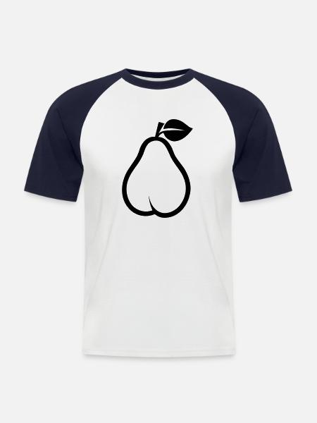 Birne - Männer Baseball-T-Shirt - Weiß/Navy