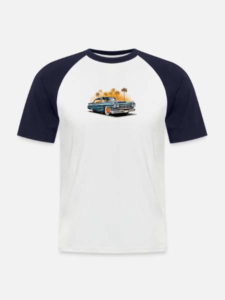Lowrider-Palmen - Männer Baseball-T-Shirt - Weiß/Navy