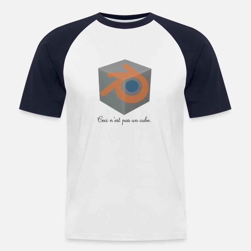 Ceci n'est pas un cube! - Männer Baseball-T-Shirt - Weiß/Navy