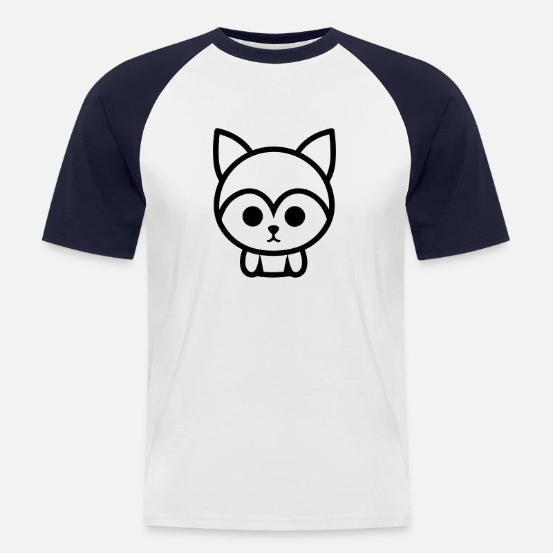 Fuchs - Männer Baseball-T-Shirt - Weiß/Navy