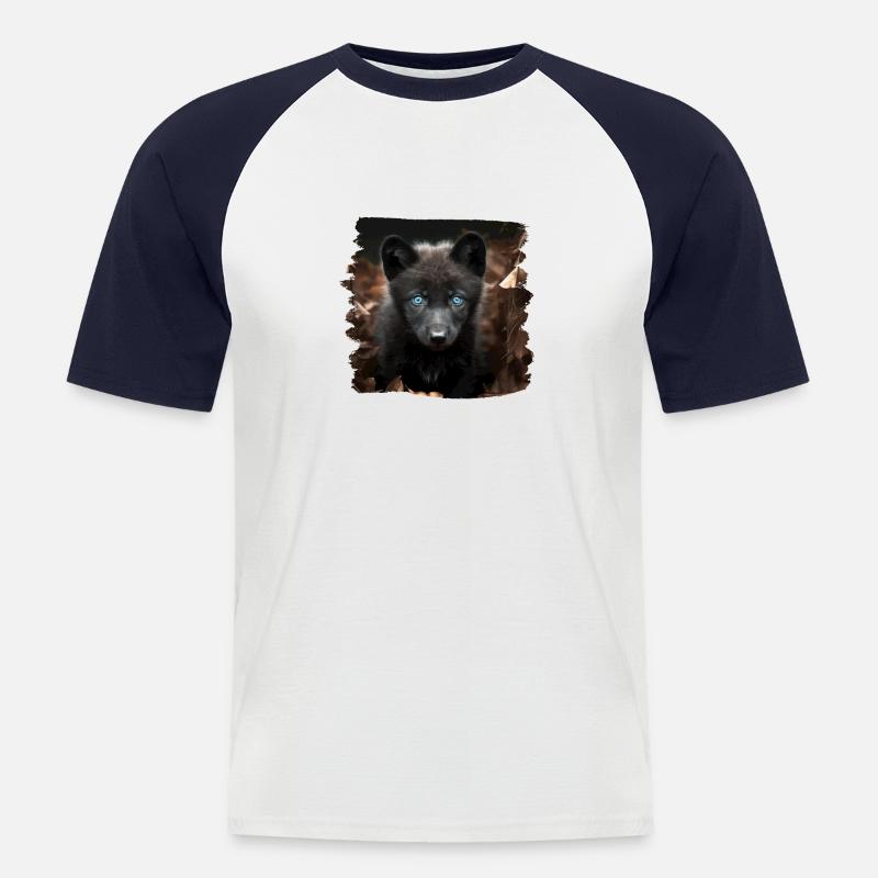 Wölfe realistic Wolf - Männer Baseball-T-Shirt - Weiß/Navy