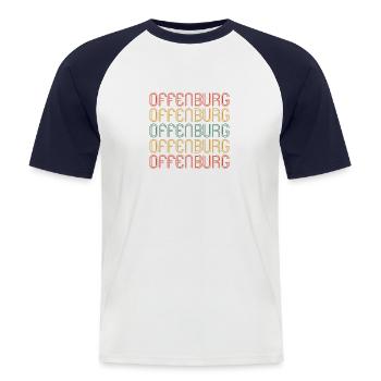 Offenburgerin Offenburger Offenburg - Männer Baseball-T-Shirt - Weiß/Navy - Vorne - Nik (191cm)
