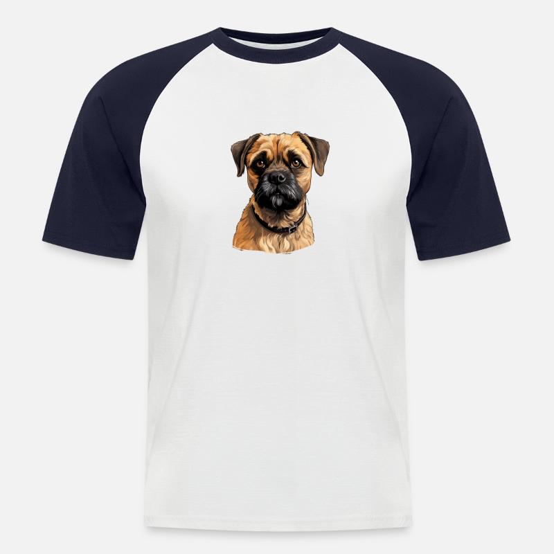 Hund Border Terrier - Männer Baseball-T-Shirt - Weiß/Navy
