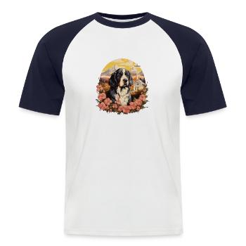 Dog St. Bernard - Men's Baseball T-Shirt - white/navy - Front - Nik (191cm)