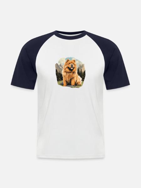 Hund Chow Chow - Männer Baseball-T-Shirt - Weiß/Navy