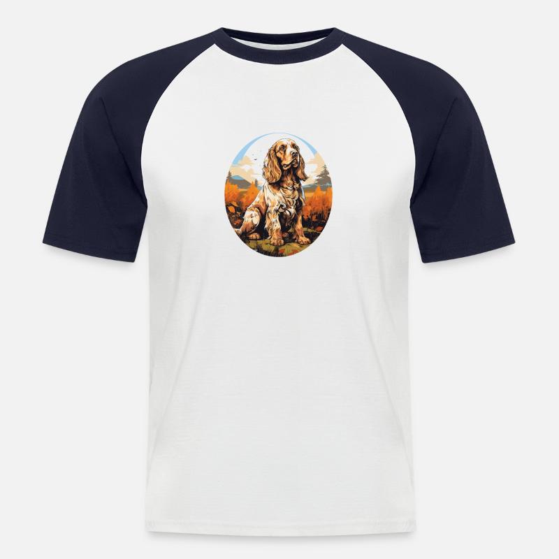 Hund Cocker Spaniel - Männer Baseball-T-Shirt - Weiß/Navy