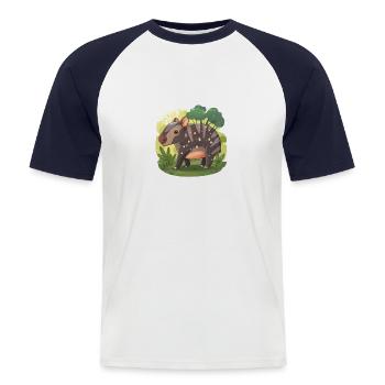 Cute Mountain Tapir Illustration - Adorable Animal - Men's Baseball T-Shirt - white/navy - Front - Nik (191cm)