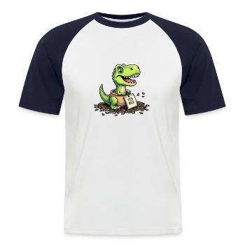 Tea Rex Dinosaurier Tee - Männer Baseball-T-Shirt - Weiß/Navy - Vorne - Nik (191cm)