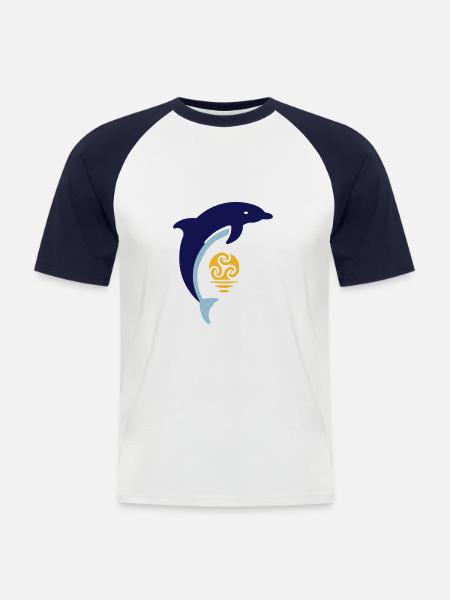 Tribal dolphin - Männer Baseball-T-Shirt - Weiß/Navy