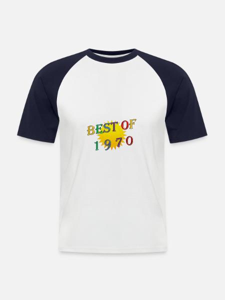 Soleil 1970 - T-shirt baseball manches courtes Homme - blanc/marine