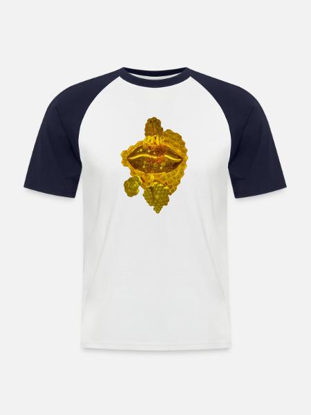 Honeycomb drip kiss - Men's Baseball T-Shirt - white/navy