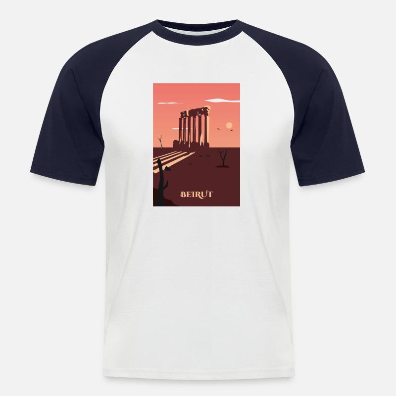 BEIRUT - Männer Baseball-T-Shirt - Weiß/Navy
