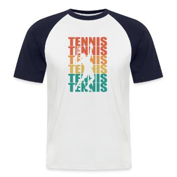 Tennis Sport Tennismatch Spruch - Männer Baseball-T-Shirt - Weiß/Navy - Vorne - Nik (191cm)