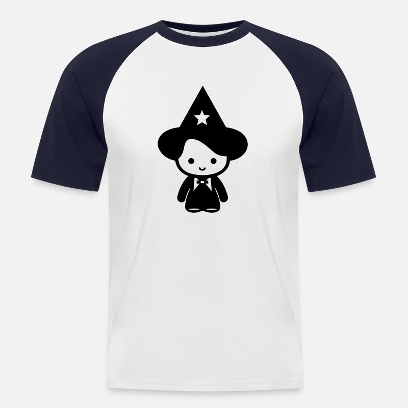 Zauberer - Männer Baseball-T-Shirt - Weiß/Navy