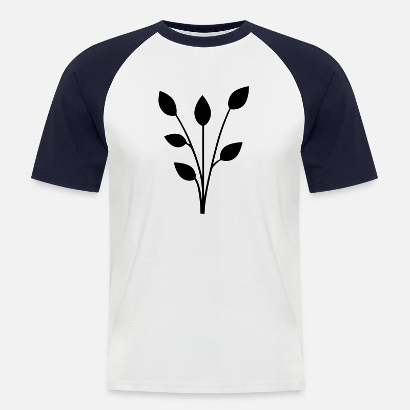 Fleur avec tige - T-shirt baseball manches courtes Homme - blanc/marine