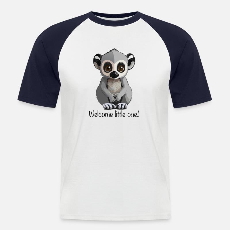 Lemur - Männer Baseball-T-Shirt - Weiß/Navy